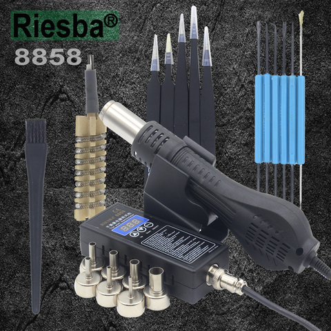 Riesba 8858 PLUG Portable BGA Rework Solder Station Hot Air Blower Heat Gun + Welding tools ► Photo 1/5