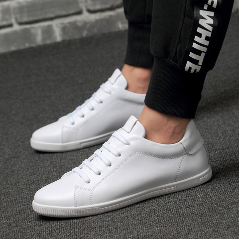 Real Leather Breathable Flats Loafers Travel Simple White Sneakers New Fashion Handmade Spring AutumnMen Casual Shoes ► Photo 1/6