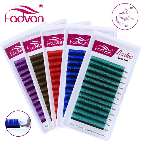 Colored Easy Fanning Eyelash Extension Red/Green/Blue/Brown/Purple Colorful Auto Blooming Makeup Lashes Extension 15-20mm Long ► Photo 1/6