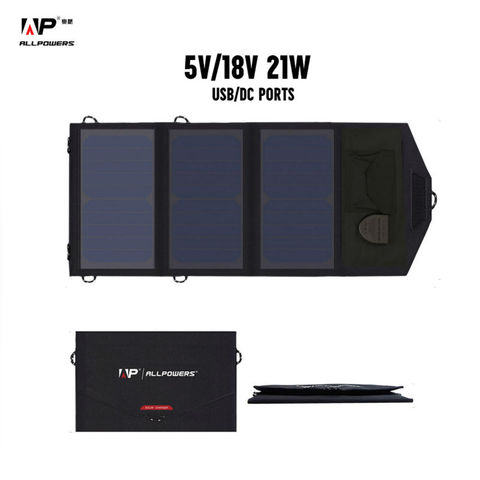 ALLPOWERS Portable Solar Panel Charger USB 18V 5V 21W 20W Foldable Mobile Power Bank for Laptop Smartphone Battery Charger ► Photo 1/6