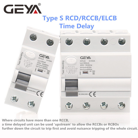 GEYA GYL9 AC-S Type Time Delayed RCD RCCB ELCB Delay Type Electromagnetic Circuit Breaker ► Photo 1/6