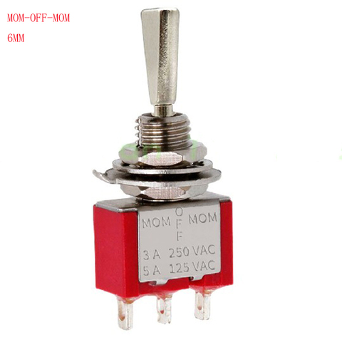 Momentary Toggle Switch Red 3 Pin (ON)-OFF-(ON) return Automatically CQC Silver Point  Flat handle Switch 6A125V Free Shipping ► Photo 1/6