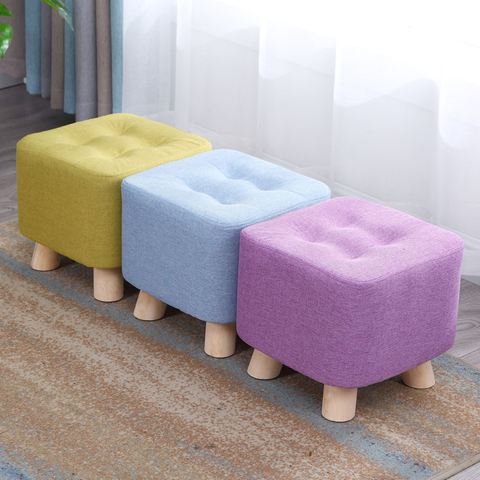 Fashion home sofa square stool cloth art living room tea table mound wooden creative small foot stools saddle kids stool bench ► Photo 1/6