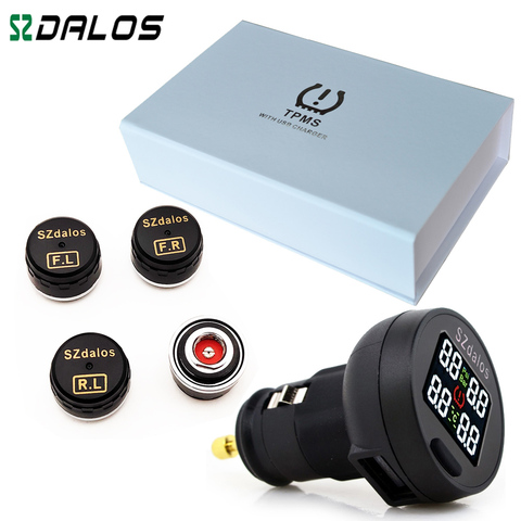 SZDALOS TP200 TPMS  Car Wireless Tire Pressure Monitoring System + 4 Mini Sensors  Cigarette Tyre Pressure Monitoring ► Photo 1/6