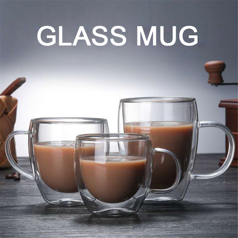 Creative Heat-resistant Drinking Glass Double Bottom Mug Transparent Coffee Tea Whiskey Cocktail Vodka Beer Cup Double Glass cup ► Photo 1/6