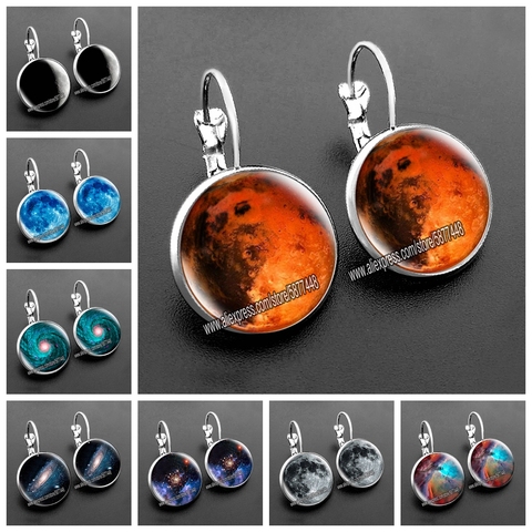 New Arrival Nebula Galaxy Women Stud Earrings Nebula Glass Cabochon Earrings Solar System Space Univers French Earring for Women ► Photo 1/6