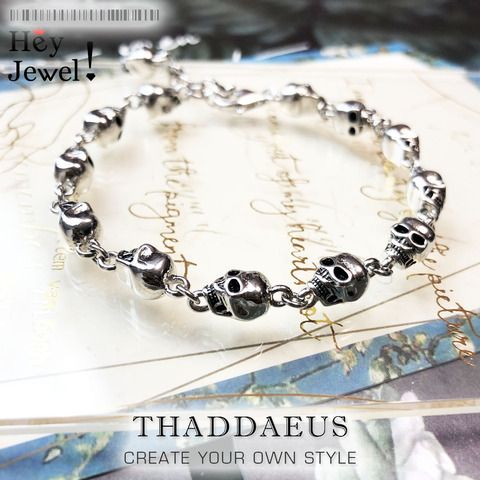 Skulls Link Chain Bracelets 2022 Punk 925 Sterling Silver Trendy Fashion Rebel Street Jewelry Europe Style For Men Women Gift ► Photo 1/6