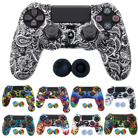 1PCS Anti-slip Silicone Cover Protect Skin Case for Sony Play Station Dualshock 4 PS4 Pro Slim Controller+2Thumb grips accessory ► Photo 1/6