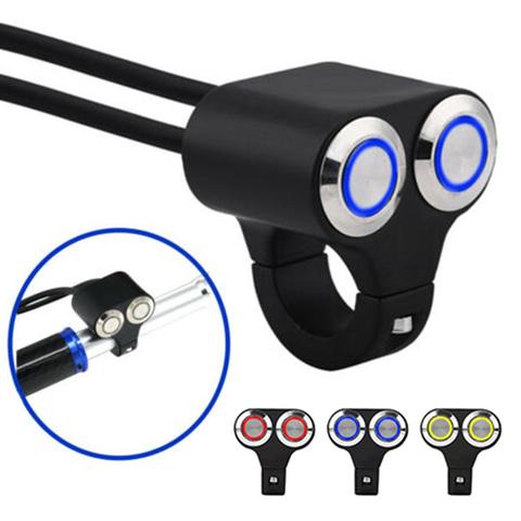25mm Motorcycle Handlebar Manual-return Button LED Light Lamp Control Switch Motorcycle Electric Accessories ► Photo 1/6