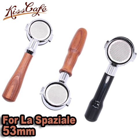 53MM Stainless Steel Coffee Machine For La Spaziale Bottomless Filter Holder Portafilter Wooden Handle Professional Accessory ► Photo 1/5