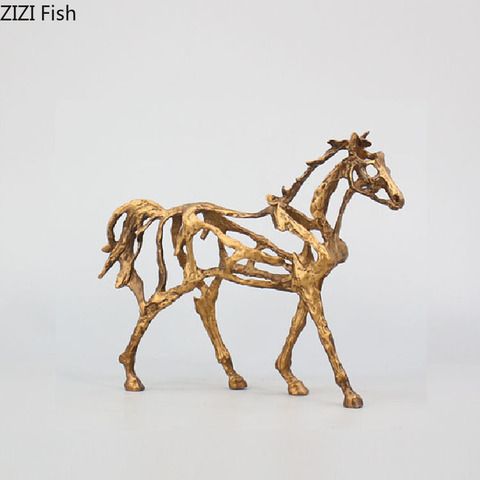 European Metal Three-dimensional Animal Sculpture Art Abstract Hollow Metal Horse Modern Figurines Crafts Furnishings Home Decor ► Photo 1/6