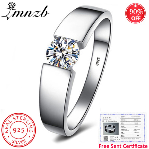 Sent Certificate! 100% Solid 925 Silver Rings Round Solitaire CZ Zircon Wedding Rings Fashion Jewelry for Women and Men KPRD10 ► Photo 1/6