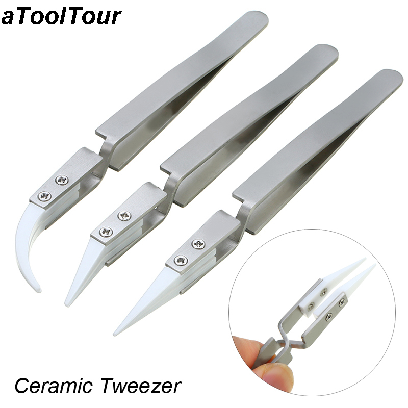 Anti-Static Ceramic Tweezers Industrial Straight Curved Tweezers