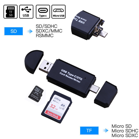Sd Card Reader Adapter 4 In 1 Usb Otg Tf For iphone, Huawei, Samsung and  Type C