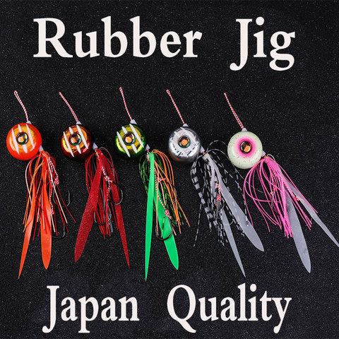 Lurekiller tai rubber kabura jig slider 45 60 80 100 120 150 180g Luminous jig head with skirt lead jigging lure metal fishing ► Photo 1/5