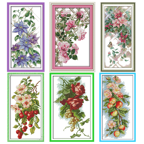 Joy Sunday Stamped Cross Stitch Kits Butterfly Over Flowers Printed 11CT 14CT Print  Counted Handmade Embroidery Needlework Sets ► Photo 1/5