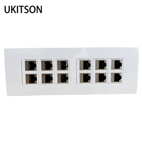 12 Sockets Shield CAT6 RJ45 Wall Panel Connector Female To Female Shielded Internet Plug Faceplate For LAN Ethernet Cover ► Photo 1/6