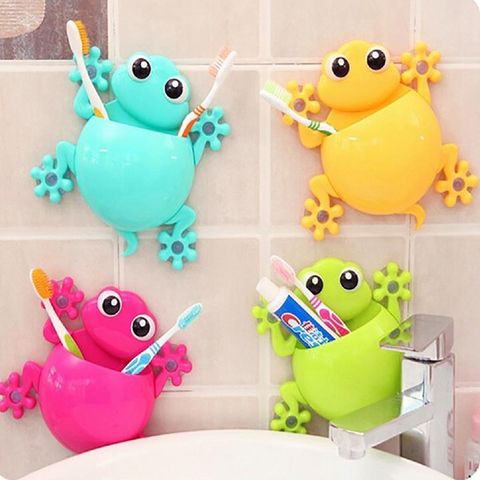 1PC Lovely Cartoon Gecko Model Toothbrush Toothpaste Holder Bathroom Sets 4 Suction Hooks Tooth Brush Container ► Photo 1/6
