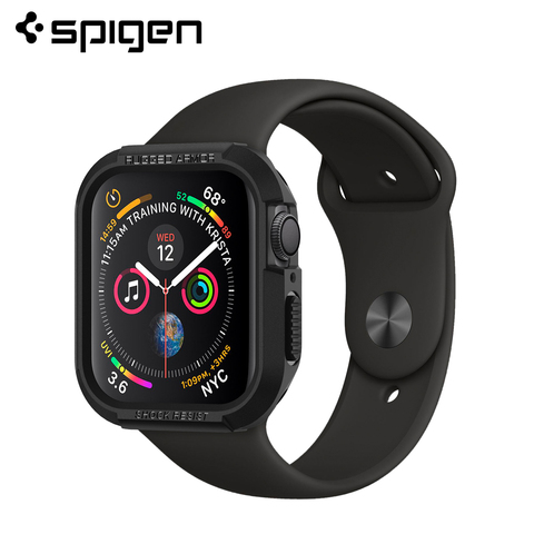 Spigen Rugged Armor Case for Apple Watch Series 6 / SE / 5 / 4  - Flexible Soft TPU Matte Black Cases 44mm 40mm ► Photo 1/6