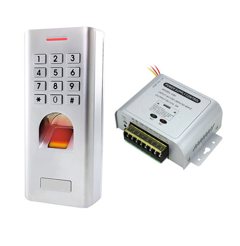 IP66 1000 users Standalone fingerprint keypad access control reader with power adapter supply 12v 5a for door lock gate opener ► Photo 1/6