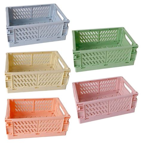 Collapsible Crate Plastic Folding Storage Box Basket Utility Cosmetic Container Desktop Holder Home Use ► Photo 1/6