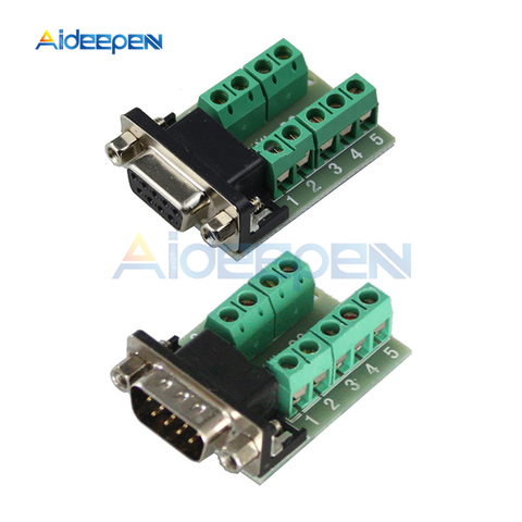 DB9 Connector COM Transfer-free Solder Terminal DB9 Male Female Connector RS232 DB9 9 Pin Adapter Breakout Board Black+Green ► Photo 1/3