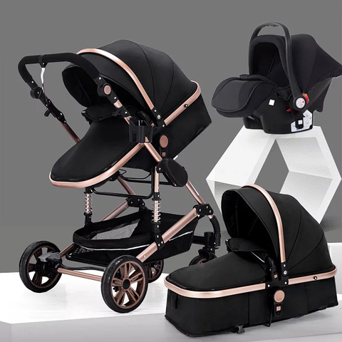 Baby Stroller 3 in 1,Portable Baby Carriage,Fold Pram,Aluminum Frame High Landscape Stroller,for Newborn Baby trolley car seat ► Photo 1/6