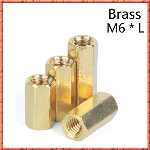 20-50Pcs/lot long nut M6*L Hexagonal brass column monitoring security camera stud internal thread Female Brass hex spacer pillar ► Photo 1/6