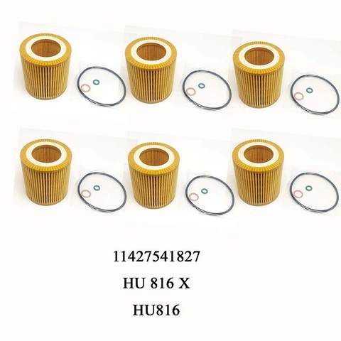 Yubao 6PCS New Oil Filter Kit 11427566327 For BMW E60 E82 E88 E90 E92 E93 11427541827 HU816X ► Photo 1/5