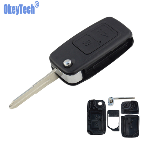 OkeyTech 2 Buttons For Chery A5 Fulwin Tiggo E5 A1 Cowin Car Key Case Remote Key Shell Fob Blank Key Folding Flip Uncut Blade ► Photo 1/6