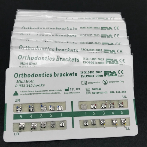 10packs Dental Orthodontic Metal Braces Bracket Mini Roth/MBT/Edgewise 022 Hooks 3 4 5 ► Photo 1/6