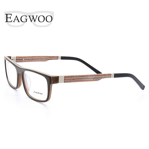 Ebony Wooden Eyeglasses Wood Prescription Optical Frame Man Full Rim Spectacel Fashion Myopia Glasses With Spring Temple ► Photo 1/6