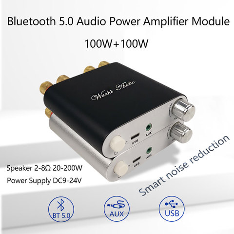 ZK-1002D Bluetooth 5.0 Wireless Stereo Audio Power Amplifier Board TPA3116D2 100W+100W Car AMP Amplificador Home Theater AUX USB ► Photo 1/6