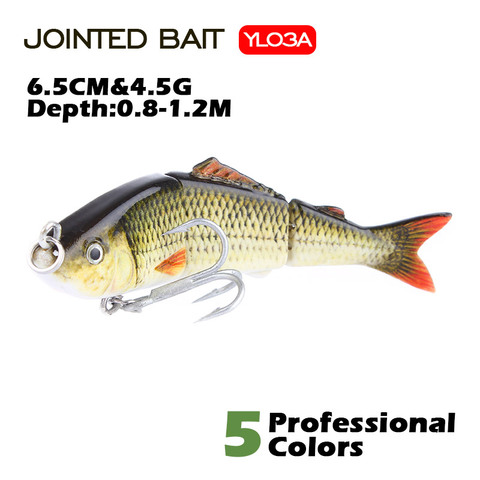 Agoie 65mm/4.5g Wobblers 3 Segment Multi Jointed Artificial Fishing Lure Lifelike Swim Bait Slow Sinking Hard Lures Floating ► Photo 1/6