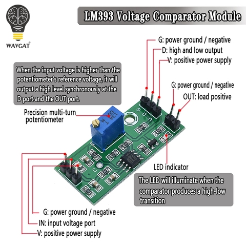 LM393 3.5-24V Voltage Comparator Module High Level Output Analog Comparator Control With LED Indicator ► Photo 1/6