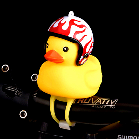 Bike Handlebar Head Light Bicycle Duck Bell with Light Yellow Broken Wind Small Duck Hard Hat Helmet Cycling Equipment Ring Bell ► Photo 1/6