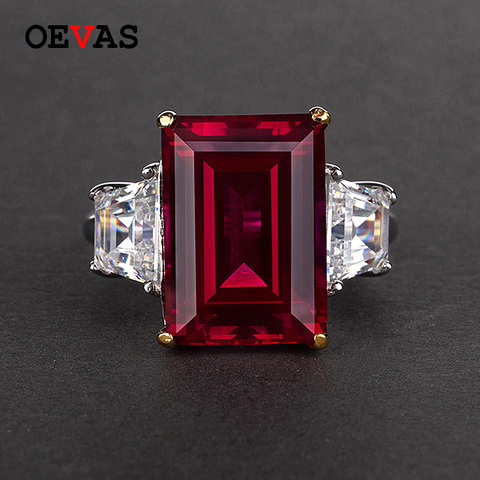 OEVAS 100% 925 Silver Jewelry Natural Ruby Gemstone Jewelry Rings Women's Fashion Finger Ring Party Engagement Gift Size 4-12 ► Photo 1/6