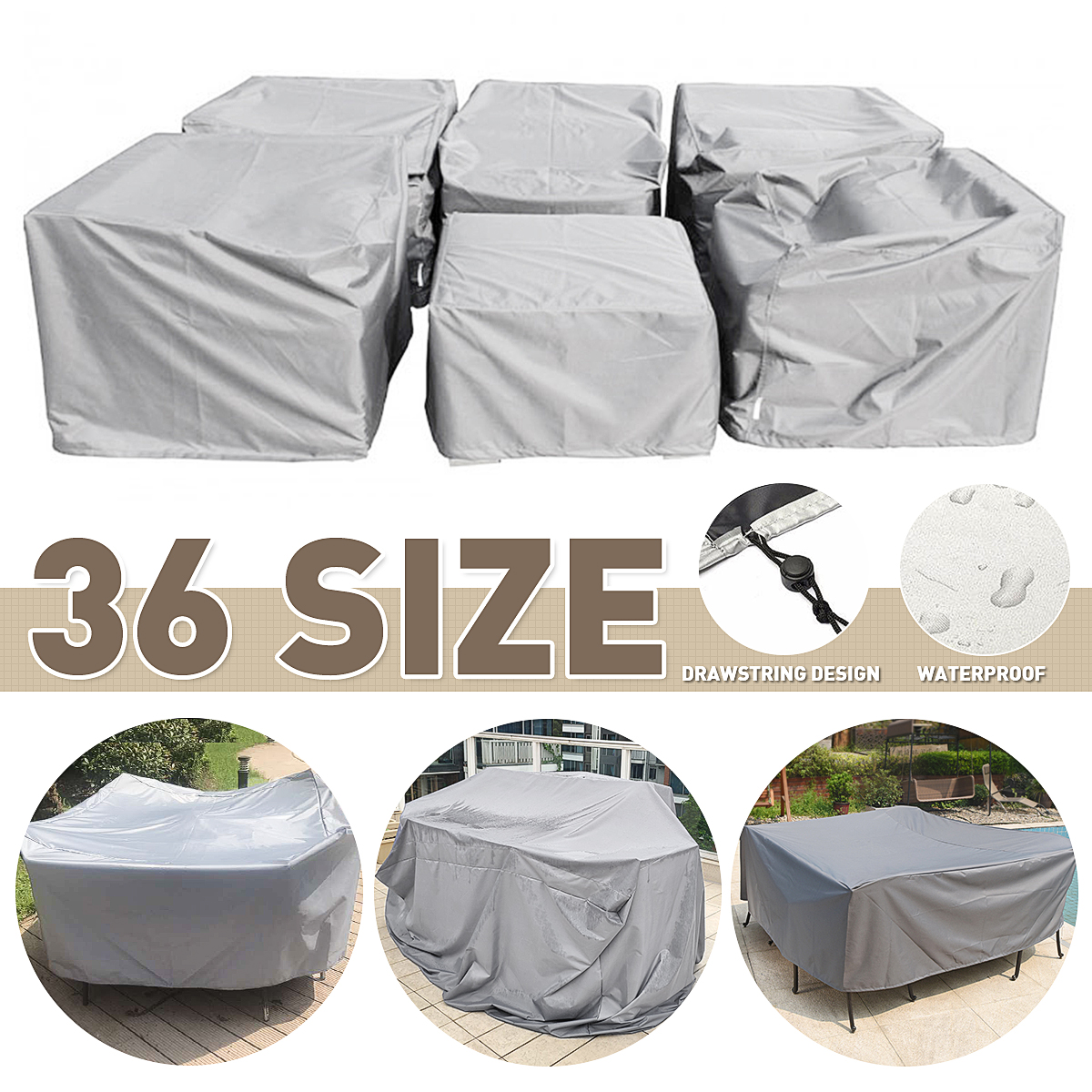 Outdoor Cover Waterproof Furniture Cover Sofa Chair Table Cover Garden Beach 