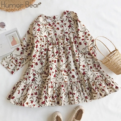 Humor Bear Children Clothing Dress New Lovely  Princess Dress Spring Autumn Clothes Printing Flowers Kids Dresses Girls Dress ► Photo 1/6