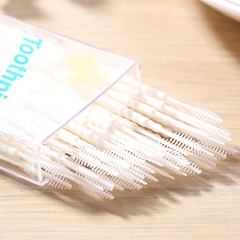 50PCS/Box Double Superfine Tooth Stick Dental Floss Rods Interdental Brush Dental Oral Care Clean Teeth Food Residue Toothpick ► Photo 1/6