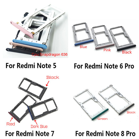 New SIM Card Tray Slot Holder For Xiaomi Redmi Note 5A 5 7 6 8 Pro 9 Replacement Parts ► Photo 1/6