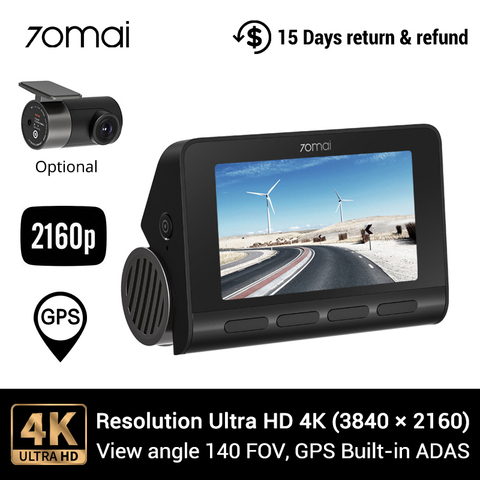 70mai A800 Dash Camera with 4K HD resolution Sony IMX415 GPS Built-in 24H Parking DVR разрешением 4K In-app Playback & Share ► Photo 1/6