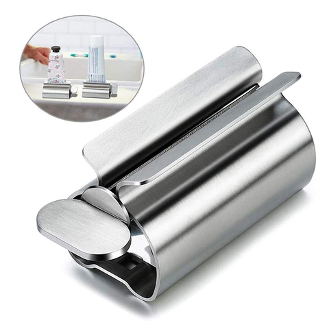 Stainless Steel Rolling Toothpaste Squeezer Tube Toothpaste Dispenser Bathroom Accessories Set Toothbrush Holder Storage Rack ► Photo 1/6