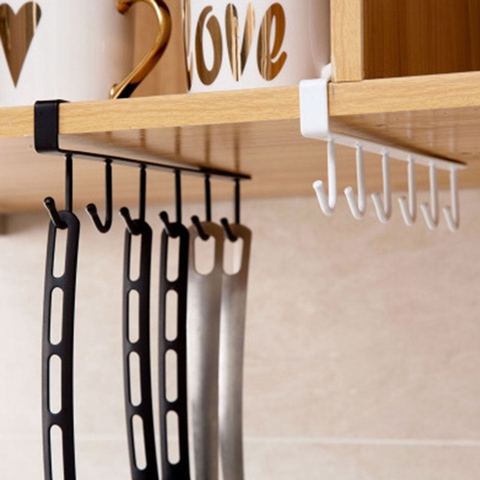 Cabinet Hook Shelf Hanger Iron Hooks Kitchen Cup Holder Storage Rack Removable Organizer Hanging Racks Home Wall Door Stickers ► Photo 1/6