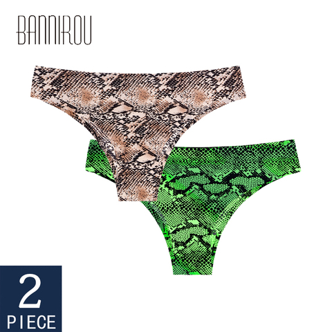 BANNIROU Seamless Panties Woman Underwear Sports Prints Sexy Leopard Female T-back G-string Thong For Woman Ice Silk 2 Pcs ► Photo 1/6