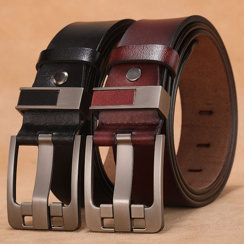 Men Pin Buckle Belt Real Genuine Leather Men Jeans Waist Belt for Men Male Vintage Cowskin Belts 160 170 120 130 140 150cm Belts ► Photo 1/6