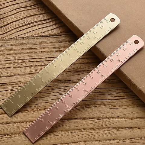 15Cm 18CM 20CM Brass Straight Ruler for School Office Stationery Metal Painting Drawing Tools Chancery Measuring Ruler Bookmark ► Photo 1/6