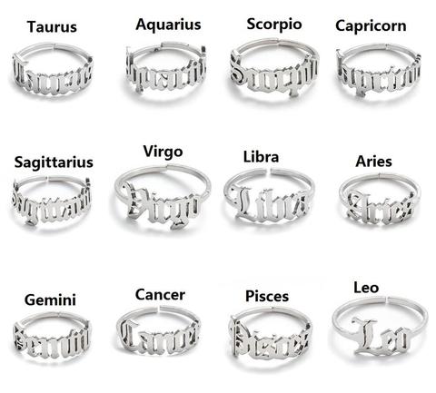 12 Zodiac Rings Constellation Scorpio Leo Libra Taurus Virgo Gemini Sagittarius Aries Knuckles Ring Letter Horoscope Friendship ► Photo 1/6