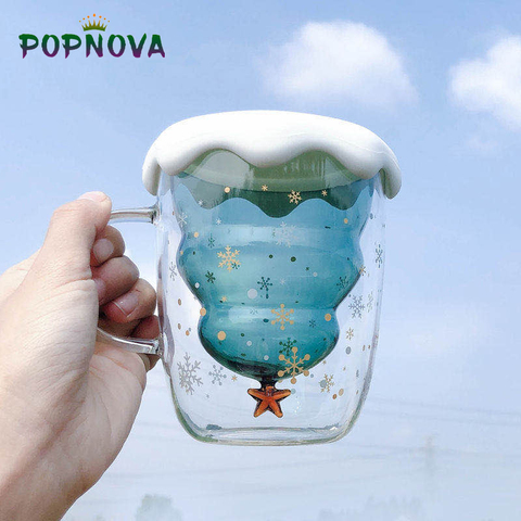 Christmas Cup Transparent Double Anti-Scalding Glass Christmas Tree Star Cup Coffee Cup Milk Juice Mug Children's Christmas Gift ► Photo 1/6
