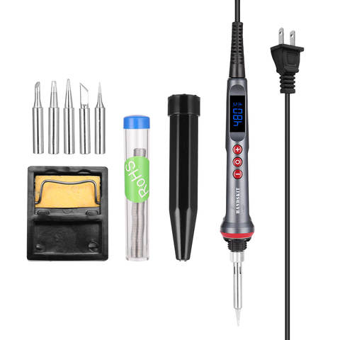 HANDSKIT 90W LED Digital Soldering Iron Set 110V/22V Adjustable Temperature Electric Soldering Iron 4 Wire Core Welding Tools ► Photo 1/6